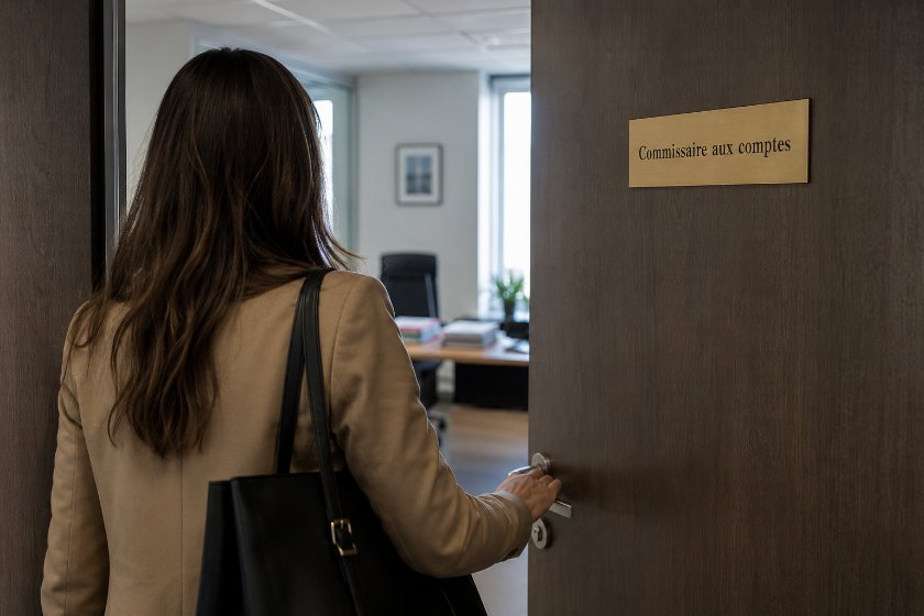 Une commissaire aux comptes qui entre dans son bureau