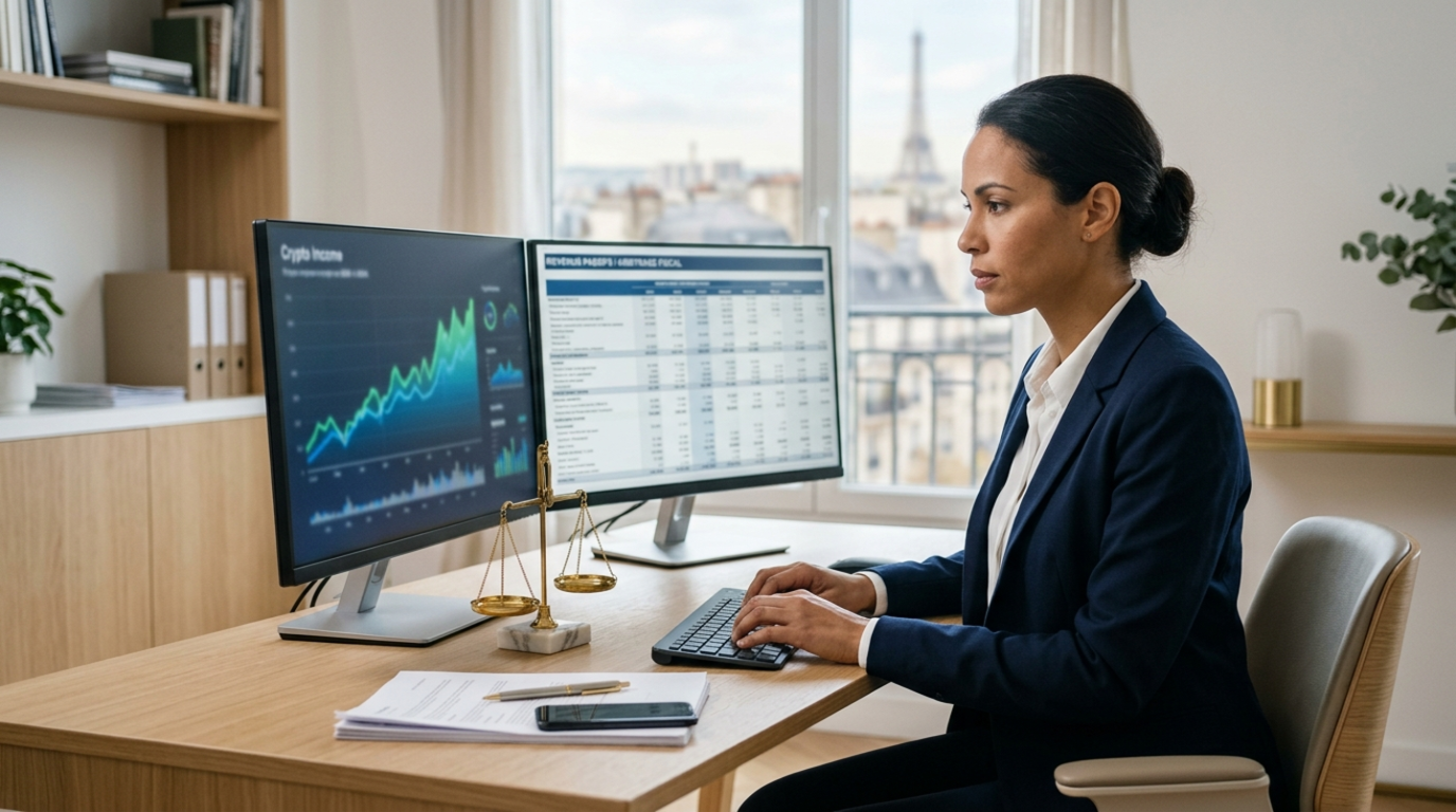 Une expert comptable qui analyse les cryptos de son client.